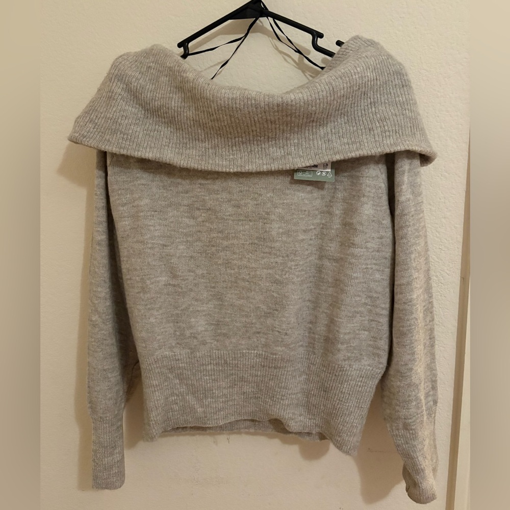 Tan/Cream Off-Shoulder Sweater